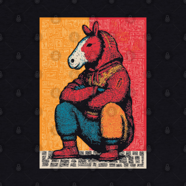 Humorous Gopnik Horse Slav Squatting Art by TuncGK