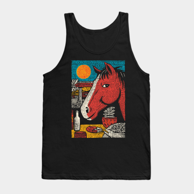 Wanderluster Horse Traveling the World Art Design Tank Top by TuncGK