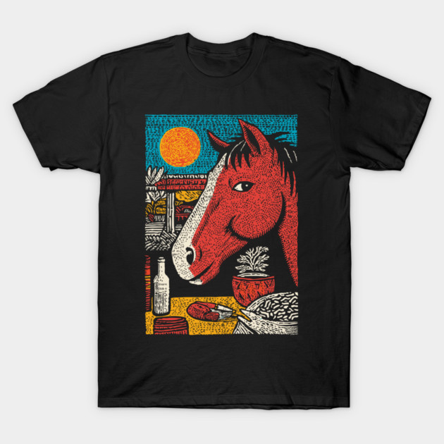 Wanderluster Horse Traveling the World Art Design T-Shirt by TuncGK