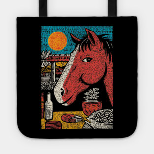 Wanderluster Horse Traveling the World Art Design Tote