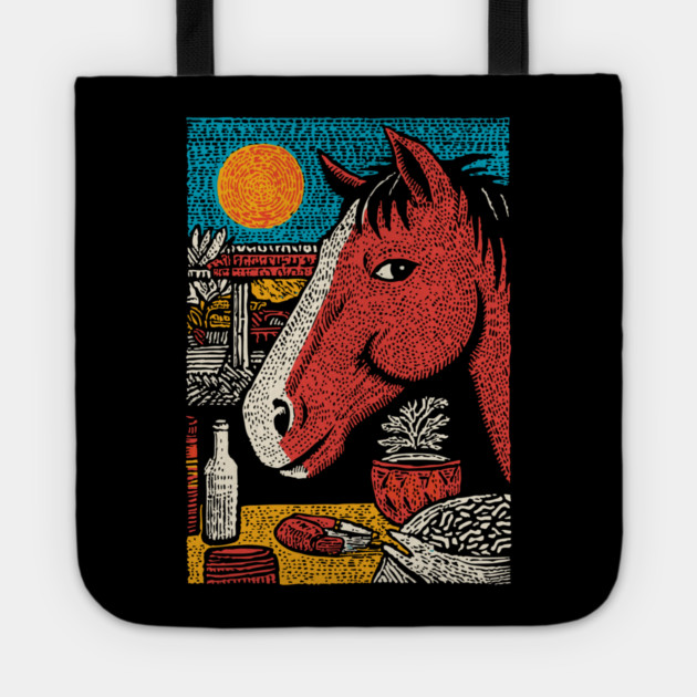 Wanderluster Horse Traveling the World Art Design Tote by TuncGK