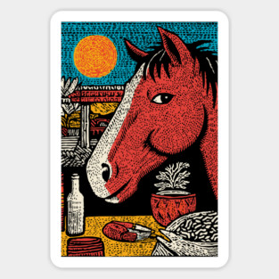 Wanderluster Horse Traveling the World Art Design Magnet
