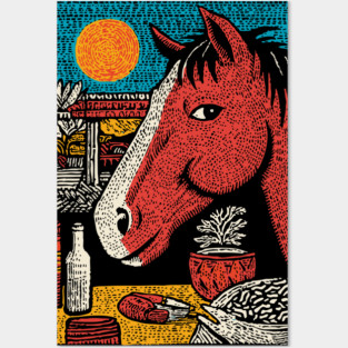 Wanderluster Horse Traveling the World Art Design Posters and Art