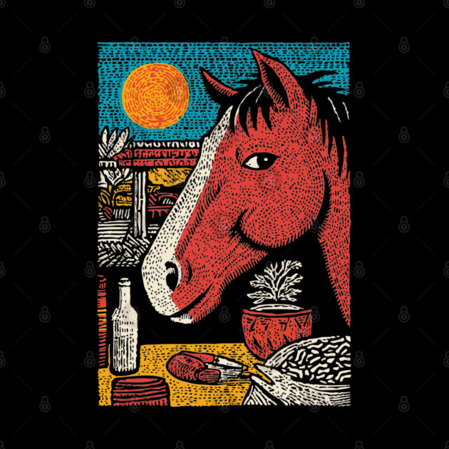 Wanderluster Horse Traveling the World Art Design by TuncGK