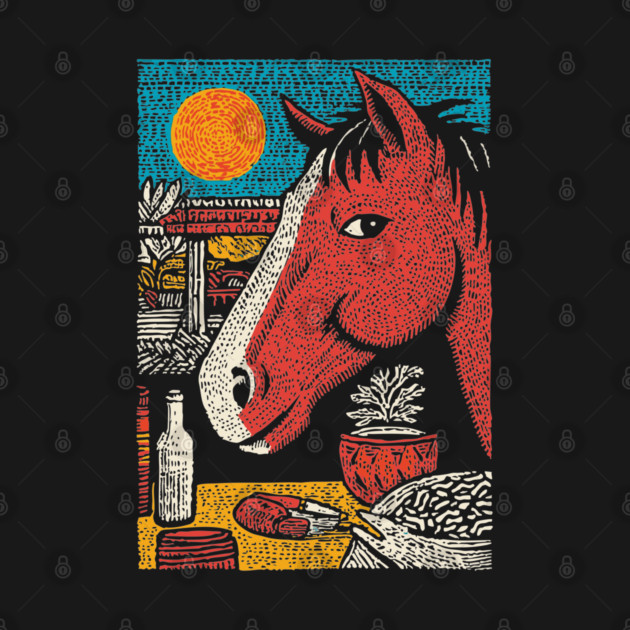 Wanderluster Horse Traveling the World Art Design by TuncGK