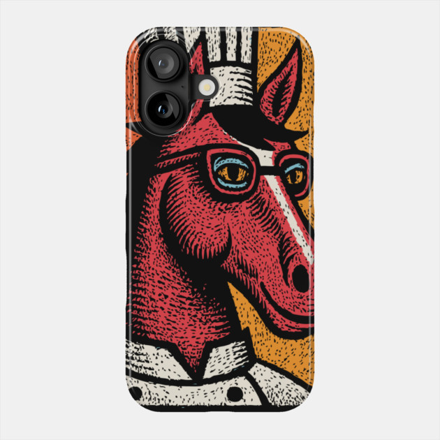 Hipster Chef Cook Horse with Glasses Art Design Phone Case by TuncGK