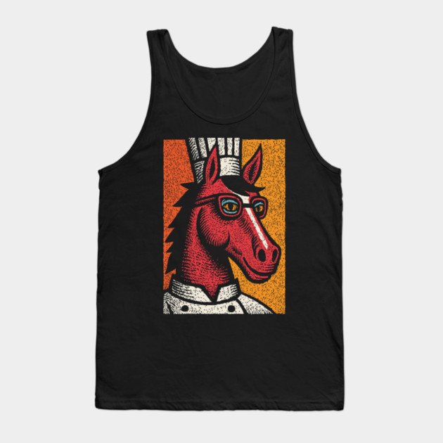 Hipster Chef Cook Horse with Glasses Art Design Tank Top by TuncGK