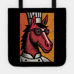 Hipster Chef Cook Horse with Glasses Art Design Tote