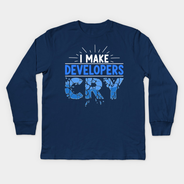 I Make Developers Cry Kids Long Sleeve T-Shirt by enrynz