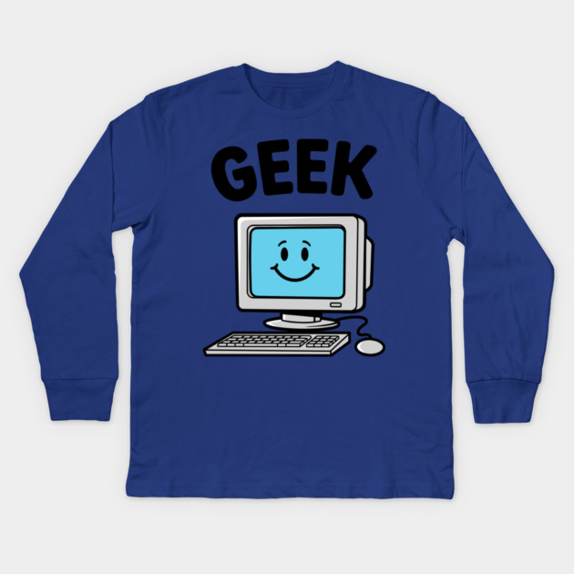 Smiling Geek Kids Long Sleeve T-Shirt by enrynz