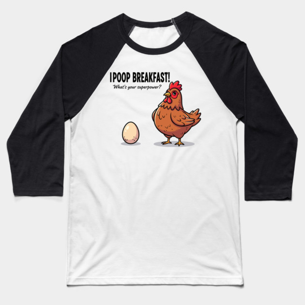 Poop Breakfast Baseball T-Shirt by Digironin