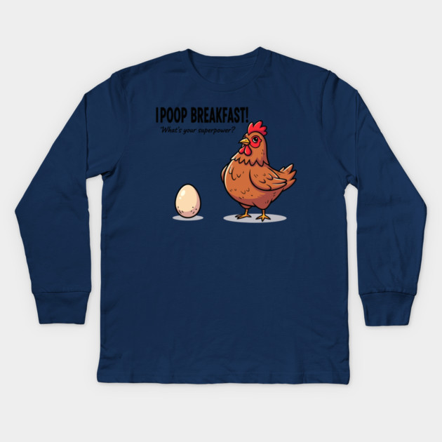 Poop Breakfast Kids Long Sleeve T-Shirt by enrynz