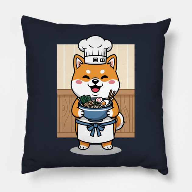 Delightful Shiba Chef Ramen Pillow by enrynz