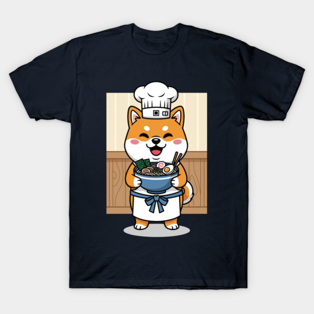 Delightful Shiba Chef Ramen T-Shirt by enrynz