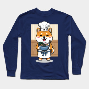 Delightful Shiba Chef Ramen Long Sleeve T-Shirt
