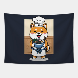 Delightful Shiba Chef Ramen Tapestry