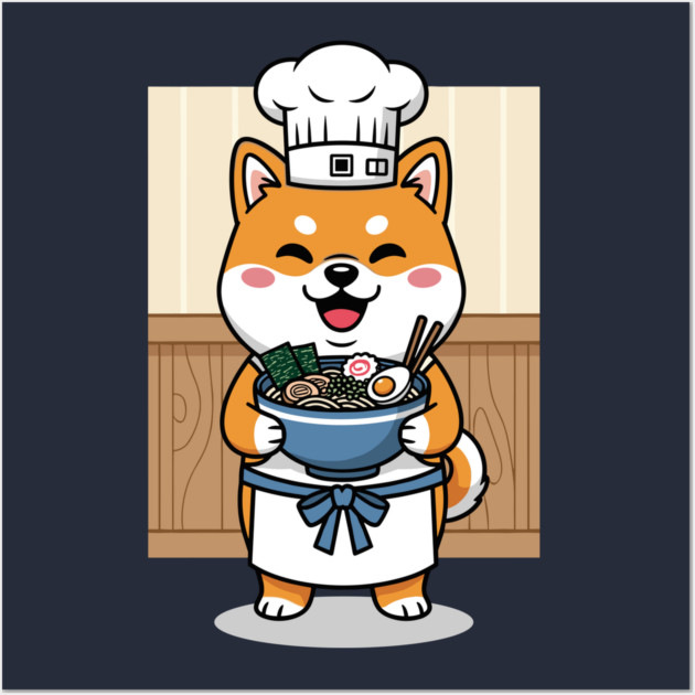 Delightful Shiba Chef Ramen Wall Art by Digironin
