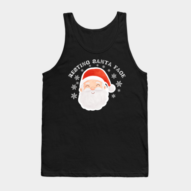 Cozy Jolly Santa Face with Snowflakes — Cute Holiday Humor Tank Top by Creatifly Graphic Tees