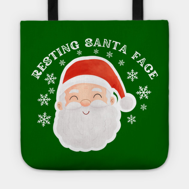 Cozy Jolly Santa Face with Snowflakes — Cute Holiday Humor Tote by Creatifly Graphic Tees