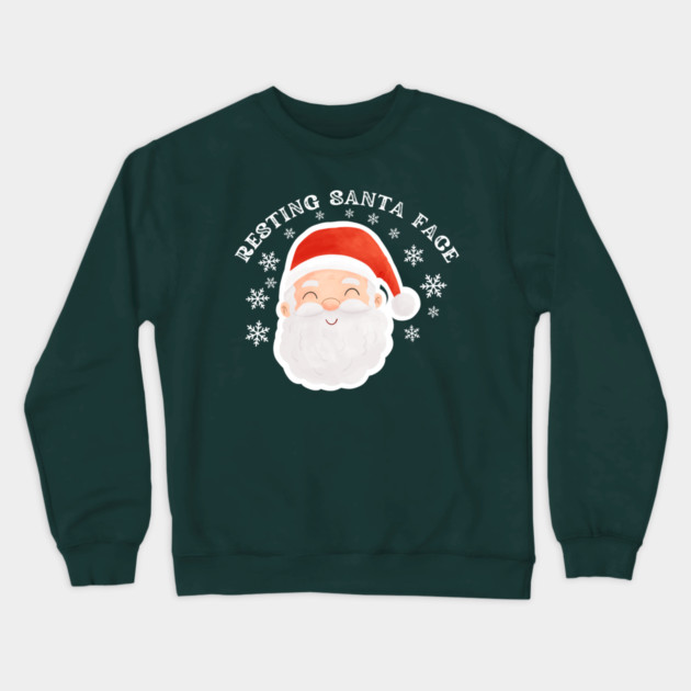 Cozy Jolly Santa Face with Snowflakes — Cute Holiday Humor Crewneck Sweatshirt by Creatifly Graphic Tees