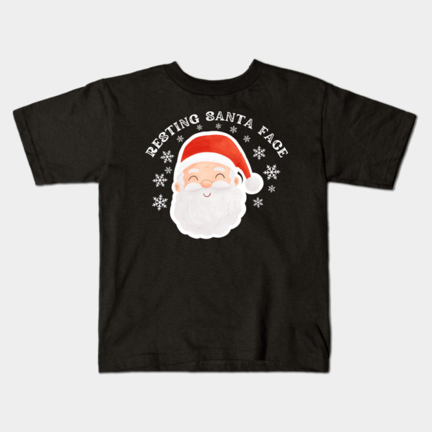 Cozy Jolly Santa Face with Snowflakes — Cute Holiday Humor Kids T-Shirt by Creatifly Graphic Tees