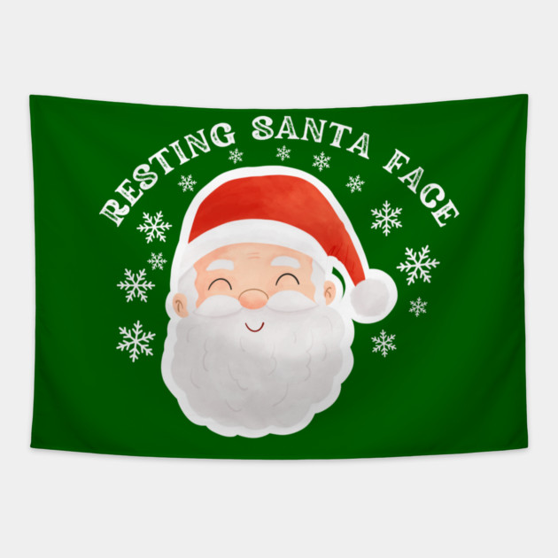 Cozy Jolly Santa Face with Snowflakes — Cute Holiday Humor Tapestry by Creatifly Graphic Tees