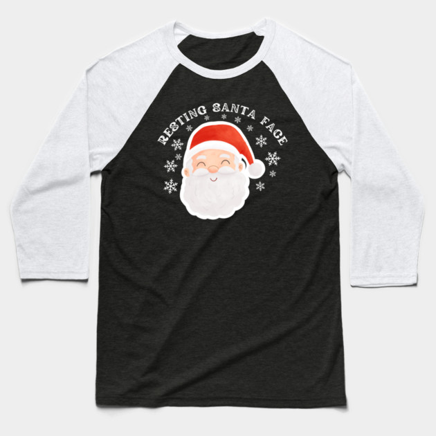 Cozy Jolly Santa Face with Snowflakes — Cute Holiday Humor Baseball T-Shirt by Creatifly Graphic Tees