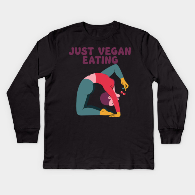 Just Vegan Eating Kids Long Sleeve T-Shirt by enrynz
