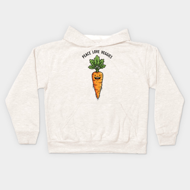 Peace Love Veggies Kids Hoodie by enrynz