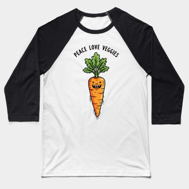 Peace Love Veggies Baseball T-Shirt by Digironin