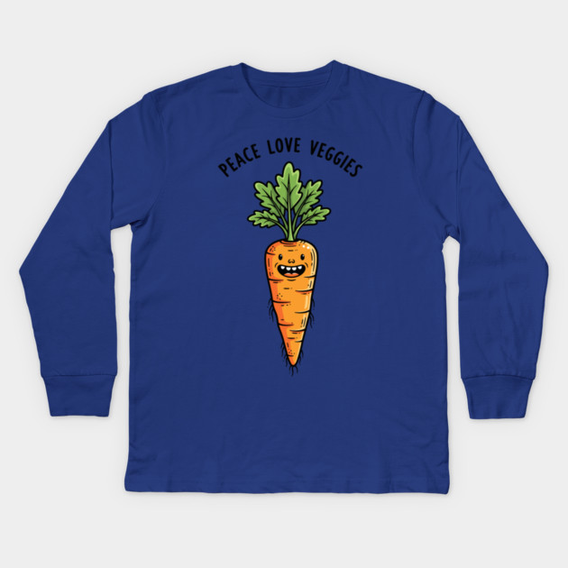 Peace Love Veggies Kids Long Sleeve T-Shirt by enrynz