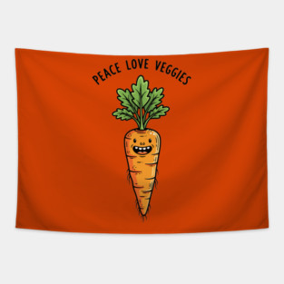 Peace Love Veggies Tapestry