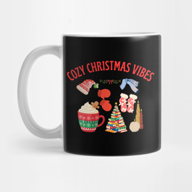 Cozy Christmas Vibes — Hot Cocoa, Mittens, Fuzzy Socks, Book Tree & Candles by Creatifly Graphic Tees