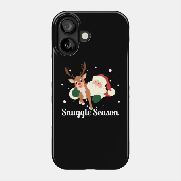 Snuggle Season - Jolly Santa With Friendly Reindeer in Falling Snow Phone Case by Creatifly Graphic Tees