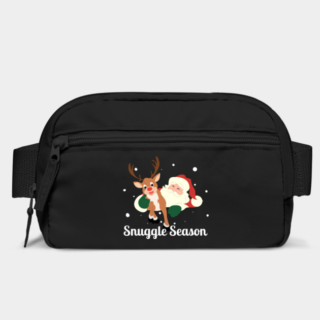 Snuggle Season - Jolly Santa With Friendly Reindeer in Falling Snow by Creatifly Graphic Tees