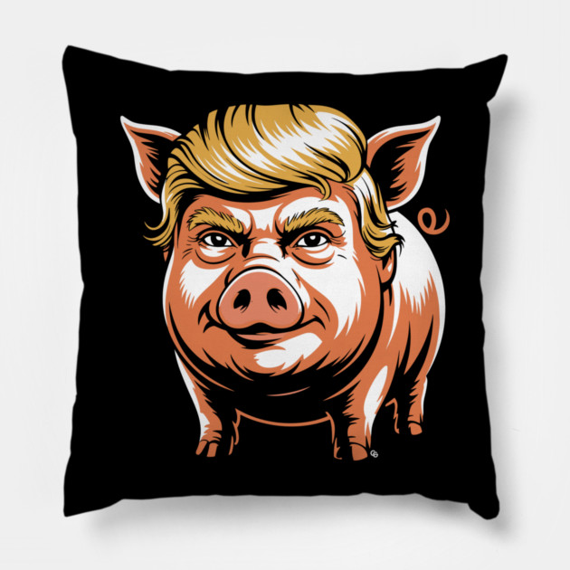 Quiet Piggy Trump Political Parody Pillow by Cosmo Gazoo
