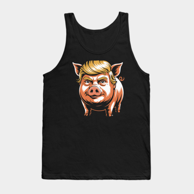 Quiet Piggy Trump Political Parody Tank Top by Cosmo Gazoo