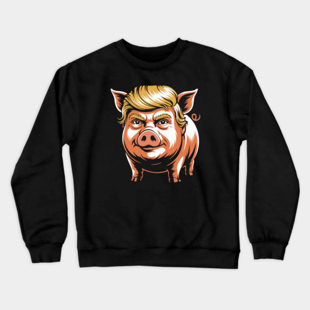 Quiet Piggy Trump Political Parody Crewneck Sweatshirt by Cosmo Gazoo