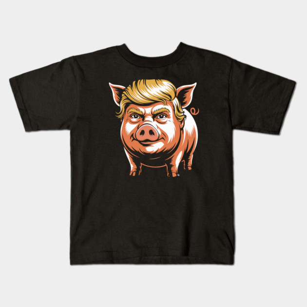 Quiet Piggy Trump Political Parody Kids T-Shirt by Cosmo Gazoo