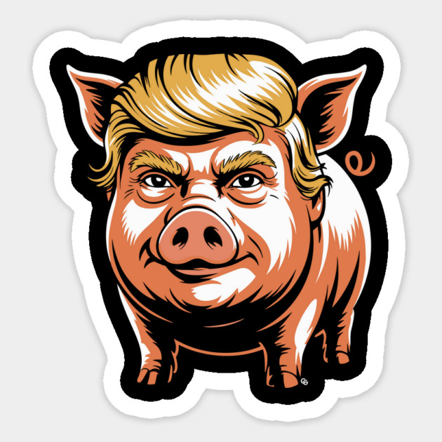 Quiet Piggy Trump Political Parody Sticker by Cosmo Gazoo