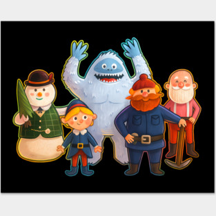 Bright Sticker-Style Rudolph Group Posters and Art