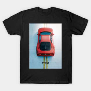 Ferrari F40 Top-Down Minimalist Poster – Red Supercar Art T-Shirt