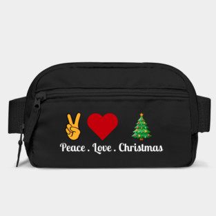 Peace Love Christmas - Hand Peace Sign, Bold Heart, Tree Bag