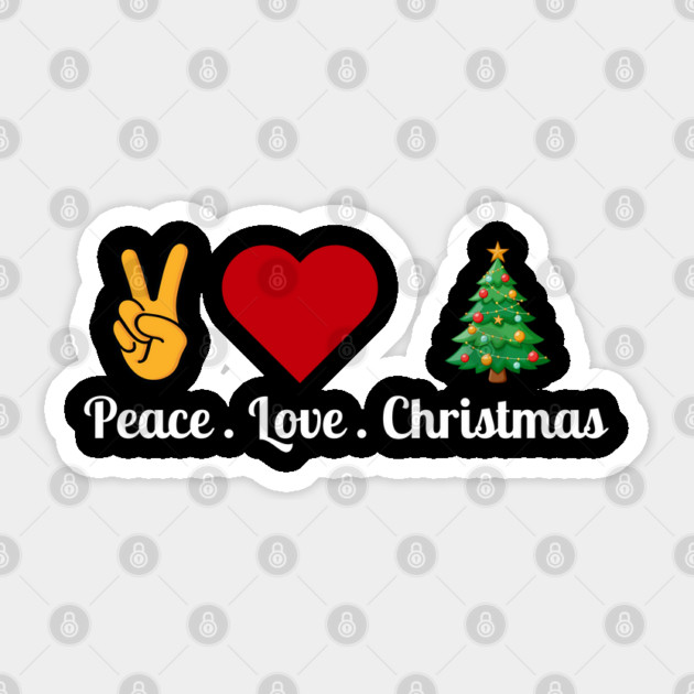 Peace Love Christmas - Hand Peace Sign, Bold Heart, Tree Sticker by Creatifly Graphic Tees