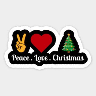 Peace Love Christmas - Hand Peace Sign, Bold Heart, Tree Magnet