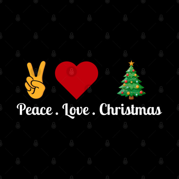 Peace Love Christmas - Hand Peace Sign, Bold Heart, Tree by Creatifly Graphic Tees