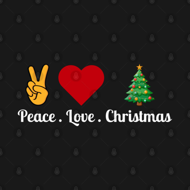 Peace Love Christmas - Hand Peace Sign, Bold Heart, Tree by Creatifly Graphic Tees