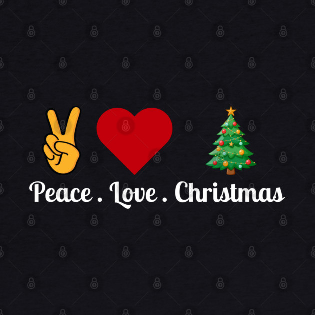 Peace Love Christmas - Hand Peace Sign, Bold Heart, Tree by Creatifly Graphic Tees