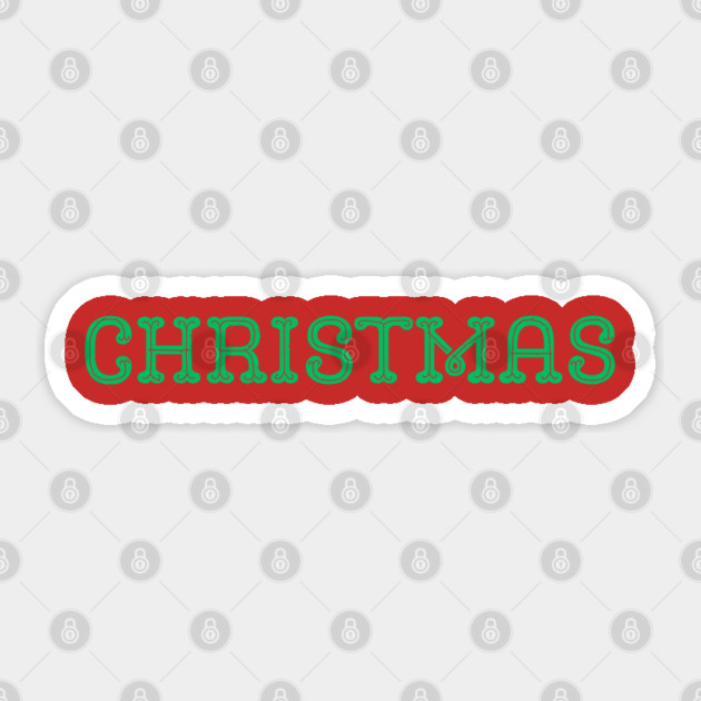 Green CHRISTMAS Lettering on Black Minimal Festive Holiday Aesthetic Sticker by Creatifly Graphic Tees