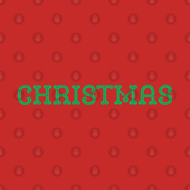 Green CHRISTMAS Lettering on Black Minimal Festive Holiday Aesthetic by Creatifly Graphic Tees